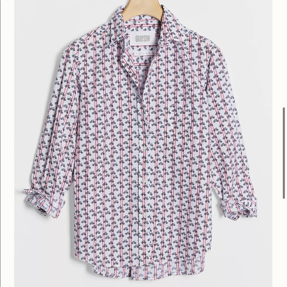 NWT Anthropologie Grayson Bicycle Print Blouse
